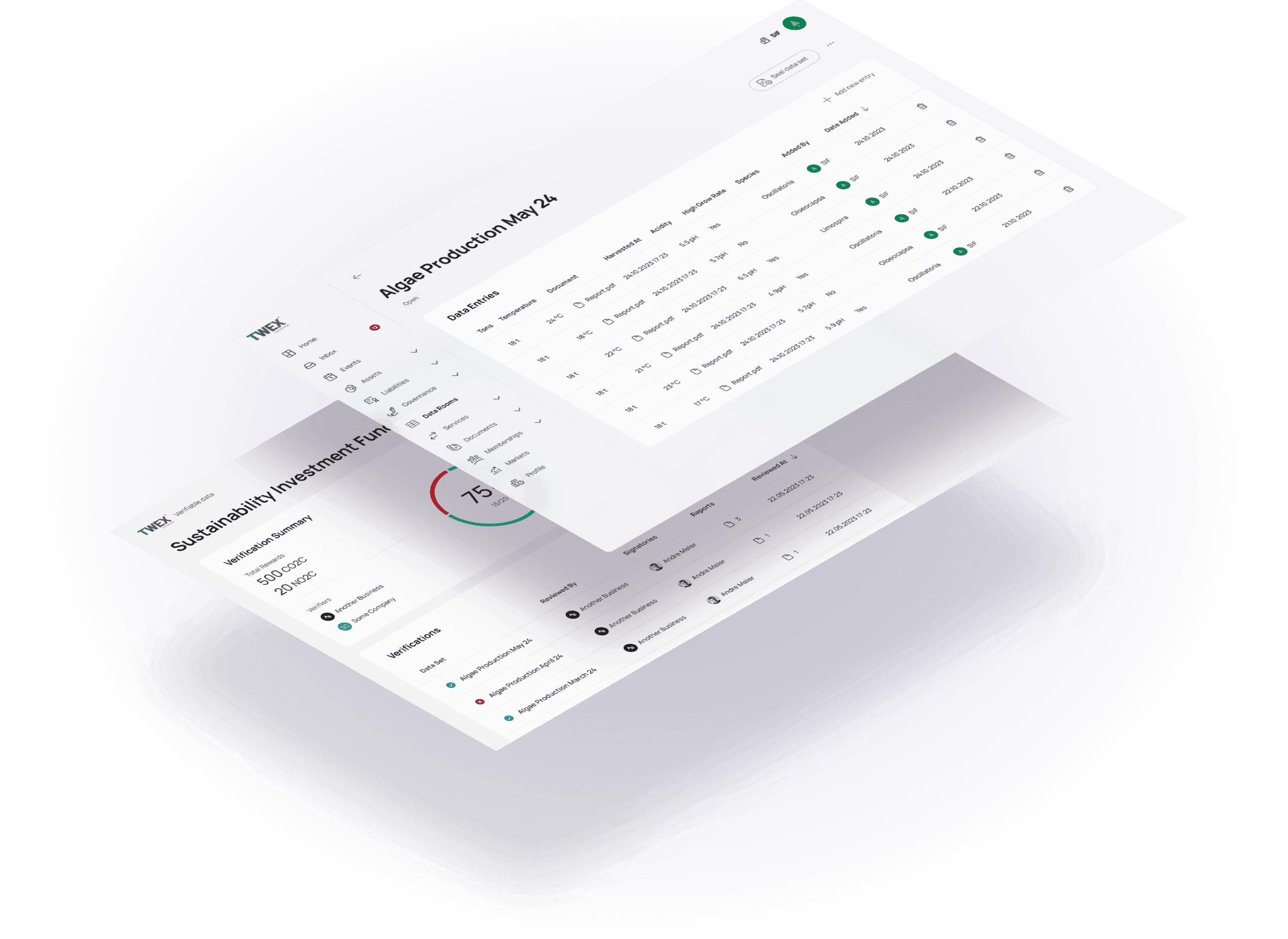 TWEX data rooms feature screens